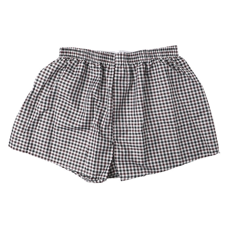 メンズ トランクス 前開き 前あき パンツ チェック柄 インナー 下着 M L LL さらさら 黒 ブラック レッド 赤 紳士 男性 布帛