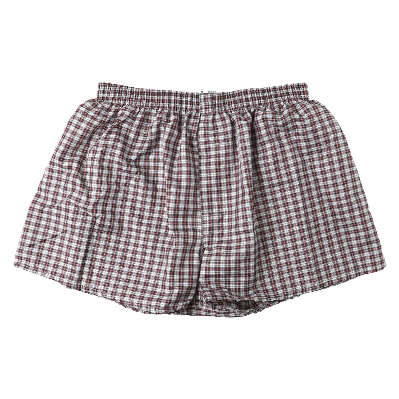メンズ トランクス 前開き 前あき パンツ チェック柄 インナー 下着 M L LL さらさら 黒 ブラック レッド 赤 紳士 男性 布帛