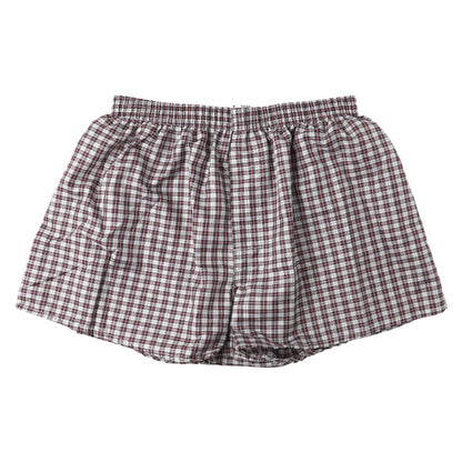 メンズ トランクス 前開き 前あき パンツ チェック柄 インナー 下着 M L LL さらさら 黒 ブラック レッド 赤 紳士 男性 布帛