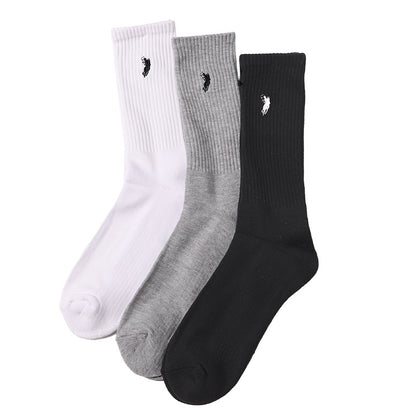 メンズ 靴下 POLO 太リブ ソックス 3足組 底パイル 25 26 27cm ポロ クッション くつした スポーツソックス 運動 黒 白 グレー セット まとめ買い