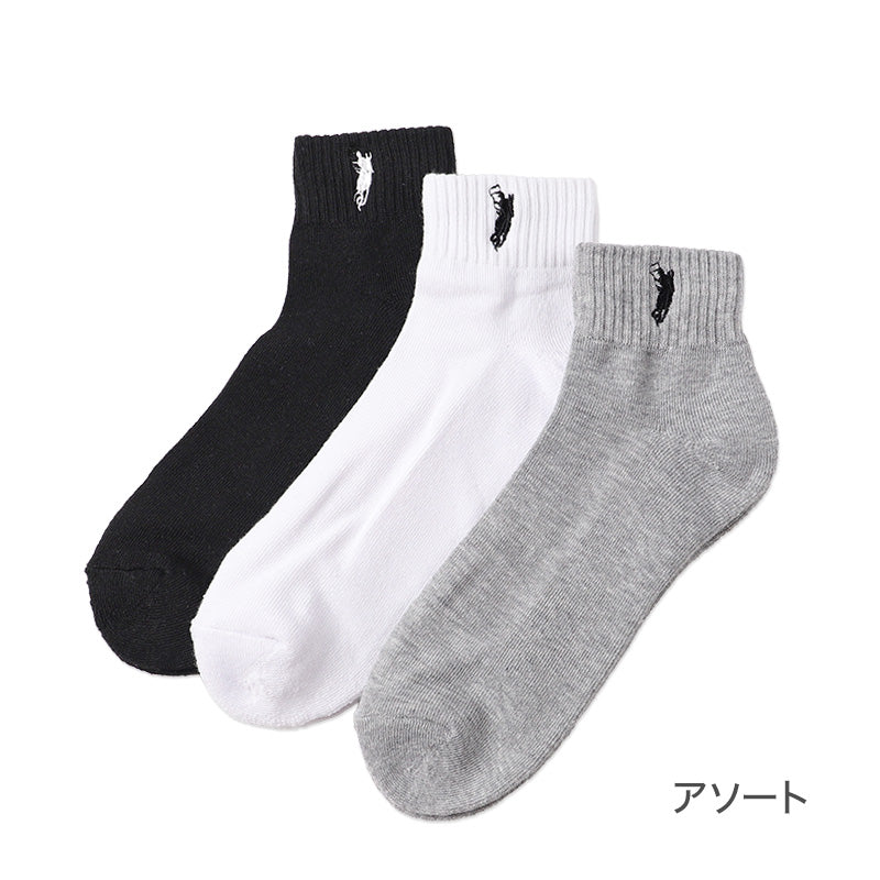 メンズ 靴下 POLO 太リブ ソックス 3足組 底パイル 25 26 27cm ポロ クッション くつした スポーツソックス 運動 黒 白 グレー セット まとめ買い