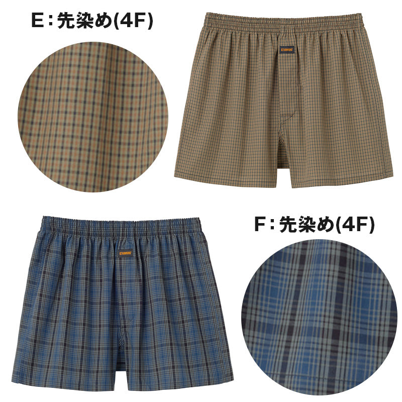 グンゼ トランクス 綿100 メンズ 前開き M～LL GTホーキンス 下着 パンツ 肌着 布帛トランクス 男性 紳士 インナー プリント 先染め チェック 柄 綿100% (在庫限り)
