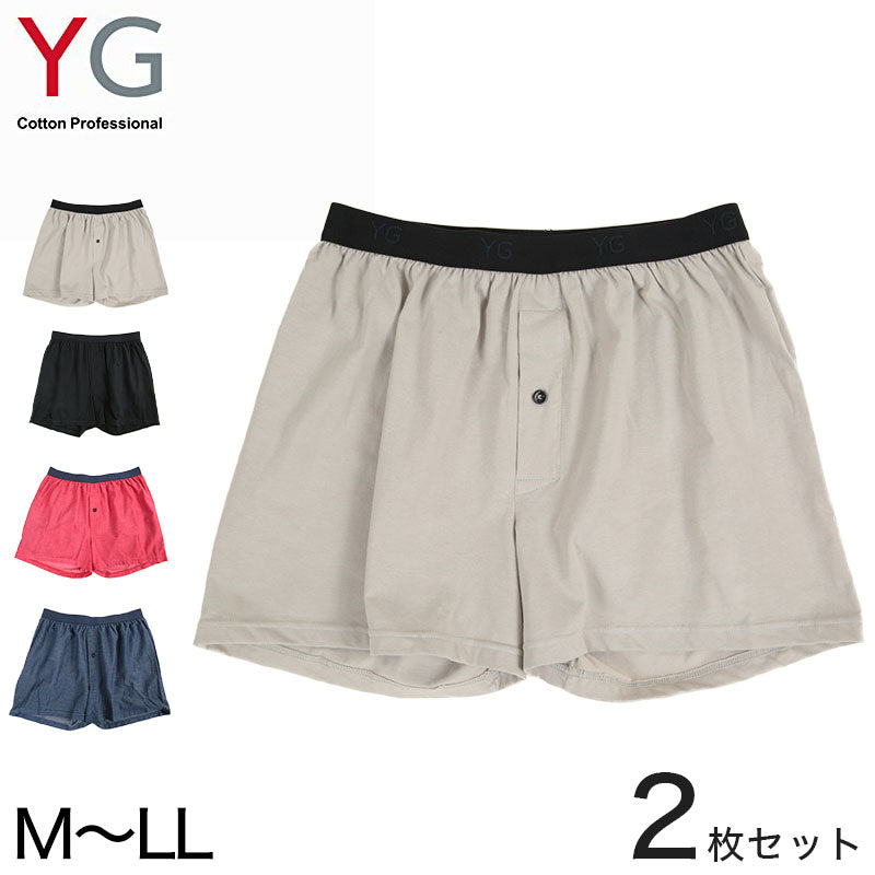グンゼ YG メンズ トランクス ニット 綿100％ 下着 パンツ 男性 2枚セット M～LL (GUNZE YG ニットトランクス インナー インナーウェアー 前あき 柔らか ゆったり 肌着 ソフト M L LL) (在庫限り)