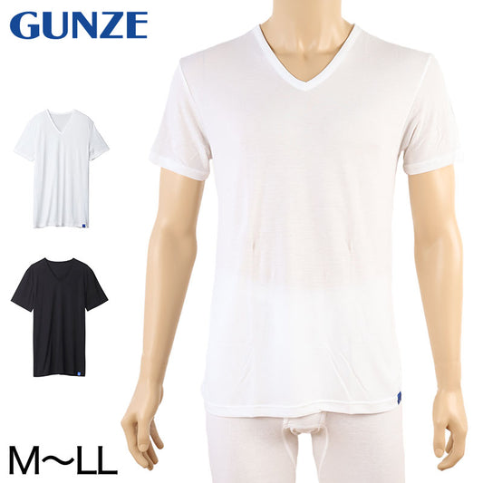グンゼ インナー メンズ 半袖 Vネック Tシャツ 冷感 M～LL GUNZE COOLMAGIC 吸汗速乾 消臭 肌着 夏 下着 部屋干し ひんやり (在庫限り)