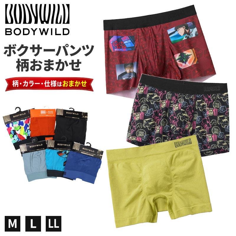 BODY WILD ボクサーパンツ おまかせ ガチャ ボクサーブリーフ グンゼ M L LL ボディワイルド メンズ 下着 インナー 男性用 紳士 パンツ 柄ランダム 色柄おまかせ 前あき 前とじ 選べない ブランド 肌着 まとめ買い 買い替え デイリー 普段使い