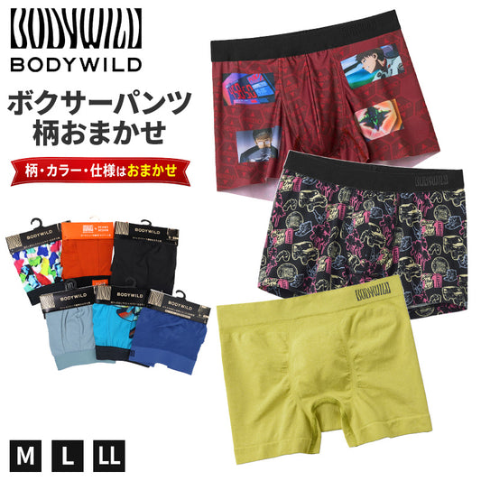 BODY WILD ボクサーパンツ おまかせ ガチャ ボクサーブリーフ グンゼ M L LL ボディワイルド メンズ 下着 インナー 男性用 紳士 パンツ 柄ランダム 色柄おまかせ 前あき 前とじ 選べない ブランド 肌着 まとめ買い 買い替え デイリー 普段使い