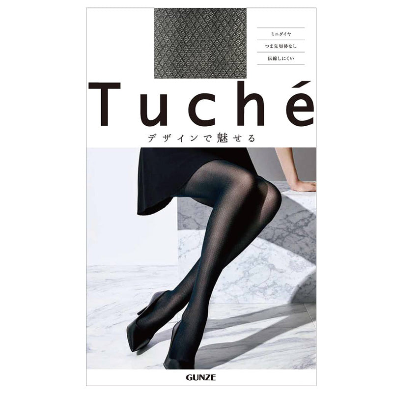グンゼ tuche ストッキング 柄 黒 肌 トゥシェ M L LL ブラック ベージュ gunze ダイヤ柄 通年 伝線防止 伝線しにくい パーティ 結婚式 入学式 普段使い