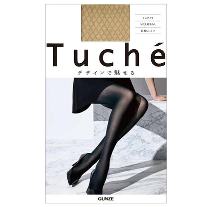 グンゼ tuche ストッキング 柄 黒 肌 トゥシェ M L LL ブラック ベージュ gunze ダイヤ柄 通年 伝線防止 伝線しにくい パーティ 結婚式 入学式 普段使い
