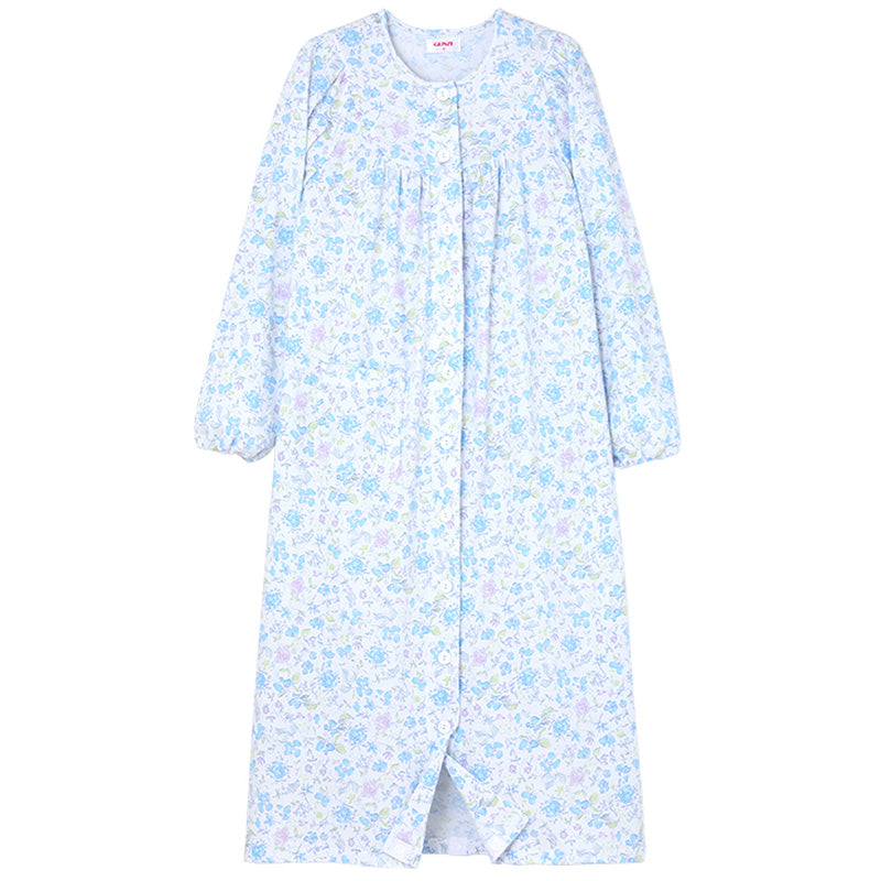 グンゼ ネグリジェ レディース 長袖 綿100％ 前開き スナップボタン S M L LL 介護 ルームウェア パジャマ 婦人 コットン 快適 やわらか 敏感肌 秋 冬 花柄 ホームウェア オールシーズン さらふわ 敬老の日 ギフト 母の日 (送料無料)