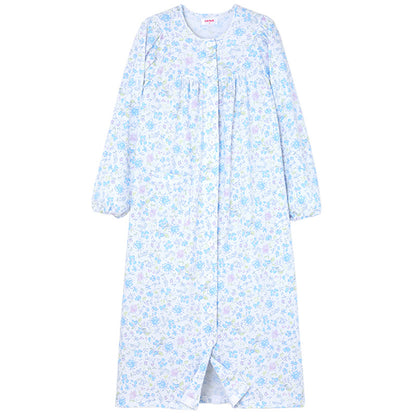 グンゼ ネグリジェ レディース 長袖 綿100％ 前開き スナップボタン S M L LL 介護 ルームウェア パジャマ 婦人 コットン 快適 やわらか 敏感肌 秋 冬 花柄 ホームウェア オールシーズン さらふわ 敬老の日 ギフト 母の日 (送料無料)