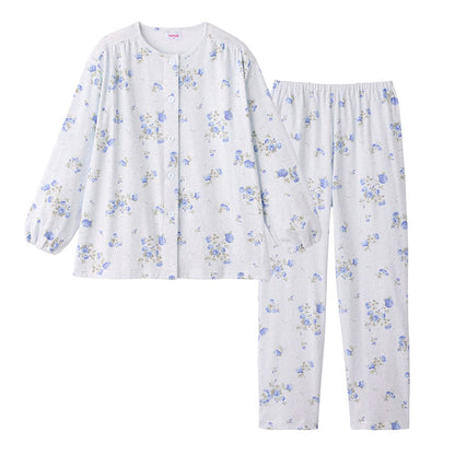 グンゼ パジャマ レディース 綿100 日本製 S M L LL GUNZE ホームウェア ルームウェア コットン cotton 花柄 介護 寝巻 長袖 長ズボン 春 秋 母の日 敬老の日 ギフト プレゼント (送料無料)