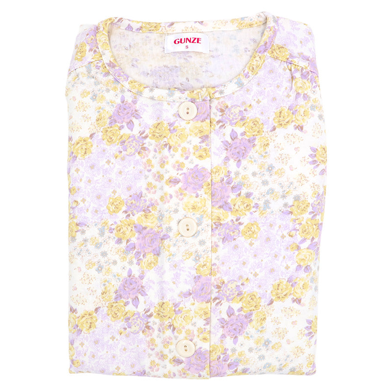 グンゼ パジャマ レディース 綿100 日本製 S M L LL GUNZE ホームウェア ルームウェア コットン cotton 花柄 介護 寝巻 長袖 長ズボン 春 秋 母の日 敬老の日 ギフト プレゼント (送料無料)