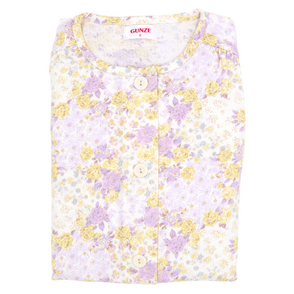 グンゼ パジャマ レディース 綿100 日本製 S M L LL GUNZE ホームウェア ルームウェア コットン cotton 花柄 介護 寝巻 長袖 長ズボン 春 秋 母の日 敬老の日 ギフト プレゼント (送料無料)