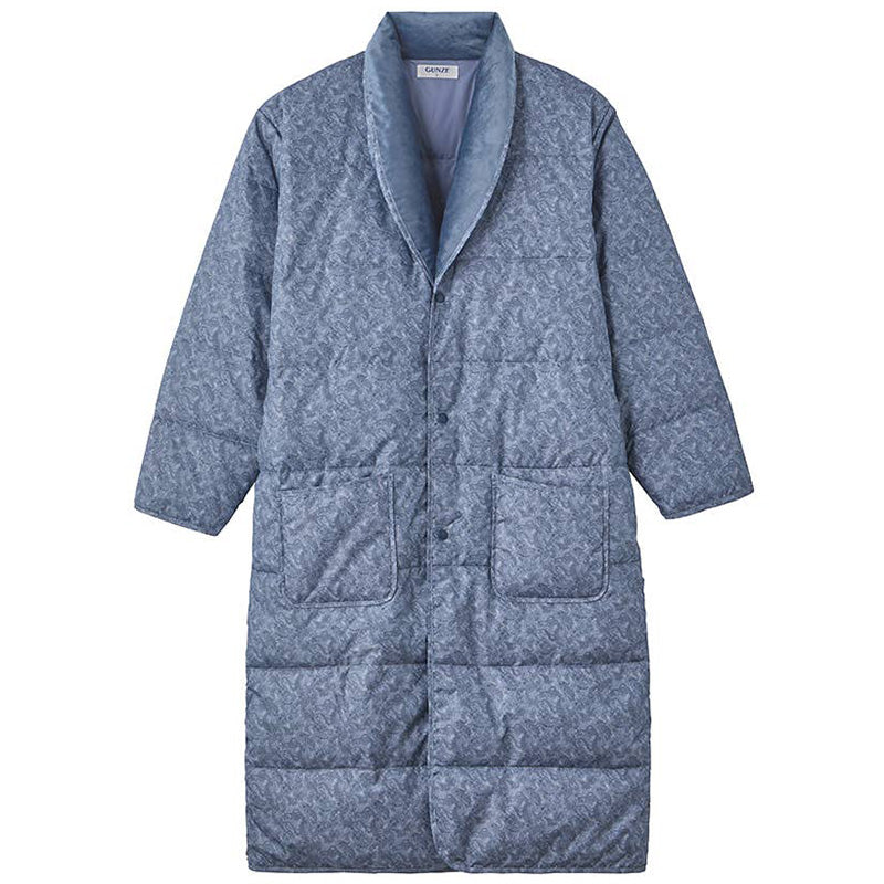 パジャマ 羽織 グンゼ ロング丈 ガウン M L 羽毛の暖かさ ダウン 上着 冬用 ルームウェア 室内着 暖かい 冷え取り 敬老の日 プレゼント 父の日 (送料無料)