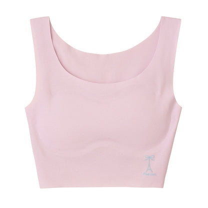 グンゼ ハーフトップ ジュニア シームレス 綿 ブラジャー ノンワイヤー 140～160cm (子供 下着 キッズ カップ付き インナー 女の子 白 無縫製 縫い目なし ひびきにくい) (在庫限り)