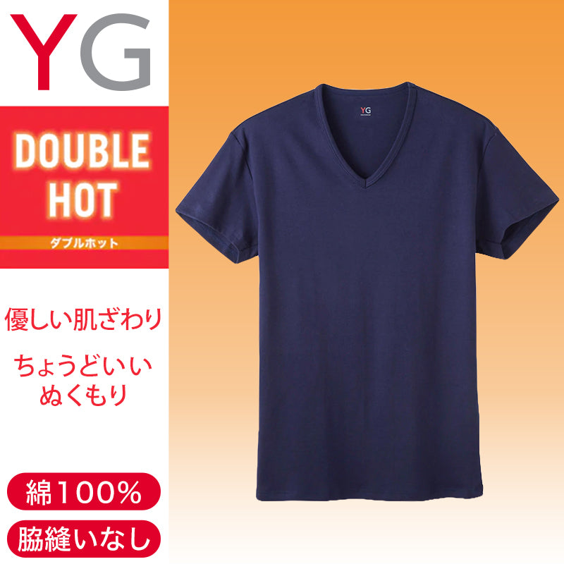 グンゼ YG tシャツ メンズ 半袖 綿100% あったか インナー Vネック M～LL 厚地 厚手 暖かい 男性 下着 肌着 コットン 綿 V首 アンダーウェア GUNZE