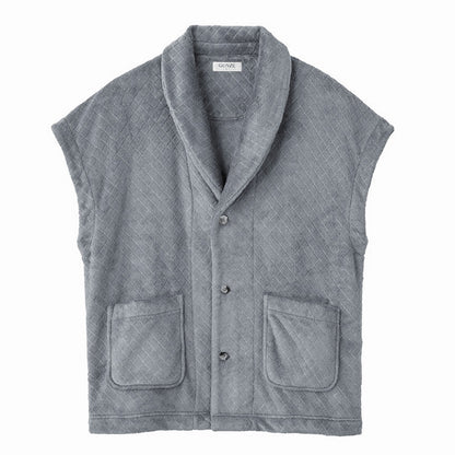 グンゼ ボア 羽織物 メンズ ベスト 冬 M L GUNZE 起毛 羽織り はおり パジャマの上 ルームウェア 部屋着 ナイトウェア 防寒 プレゼント 暖かい 冷えとり 冷え 肩こり あたたか あったか ぽかぽか 着る毛布 ふわふわ 冬 真冬 冬用 (送料無料) (在庫限り)