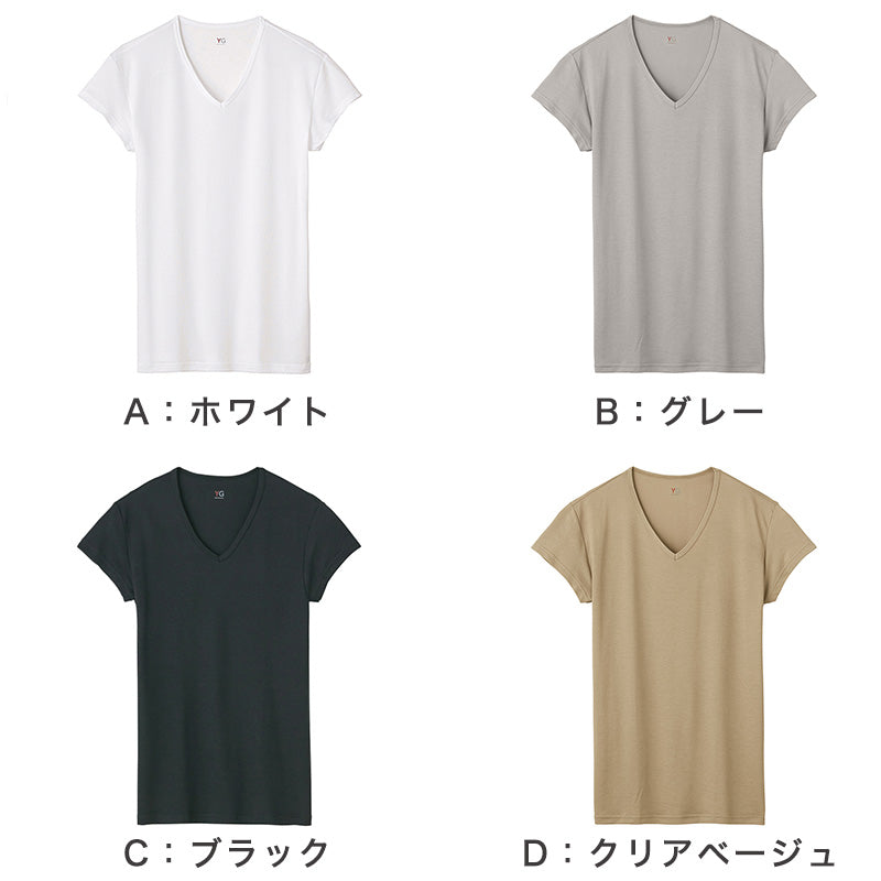 グンゼ YG 脇汗 汗取りパッド tシャツ 半袖 メンズ Vネック インナー 2枚組 M～LL (肌着 下着 男性 夏 メッシュ 吸汗速乾 涼しい 防臭 消臭 部屋干し M L LL) (在庫限り)