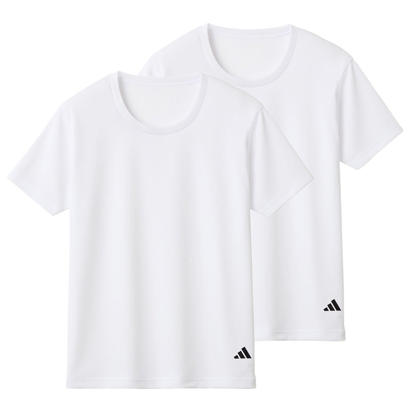 アディダス キッズ tシャツ 男の子 半袖 下着 インナー 丸首 クルーネック 2枚組 グンゼ 140 150 160 170 cm 肌着 子供 吸汗 速乾 男子 シャツ 白 黒 子ども ジュニア adidas さらさら 洗い替え