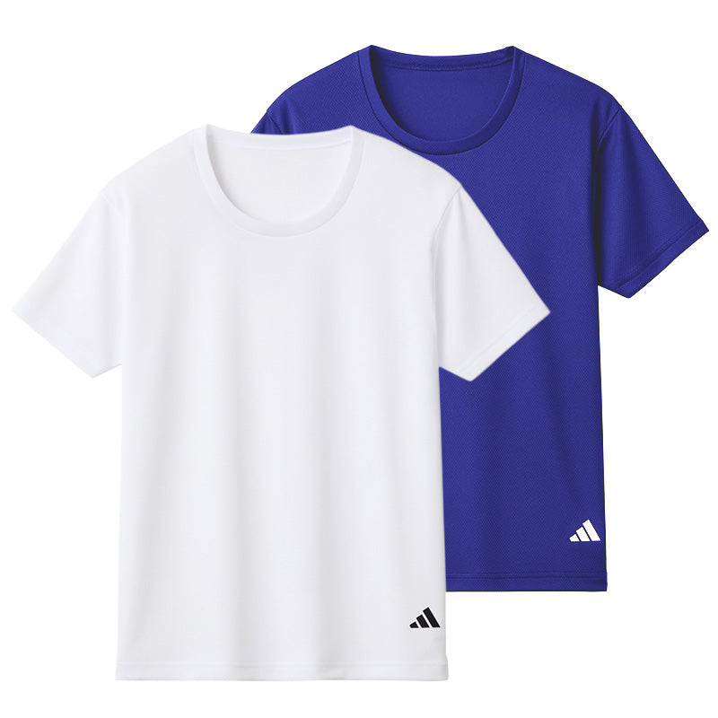 アディダス キッズ tシャツ 男の子 半袖 下着 インナー 丸首 クルーネック 2枚組 グンゼ 140 150 160 170 cm 肌着 子供 吸汗 速乾 男子 シャツ 白 黒 子ども ジュニア adidas さらさら 洗い替え