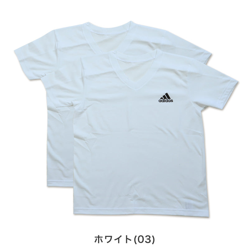 アディダス インナー 半袖 キッズ vネック tシャツ 子供 2枚組 140～170cm 下着 男の子 肌着 シャツ 白 黒 子ども ボーイズ ジュニア adidas (在庫限り)