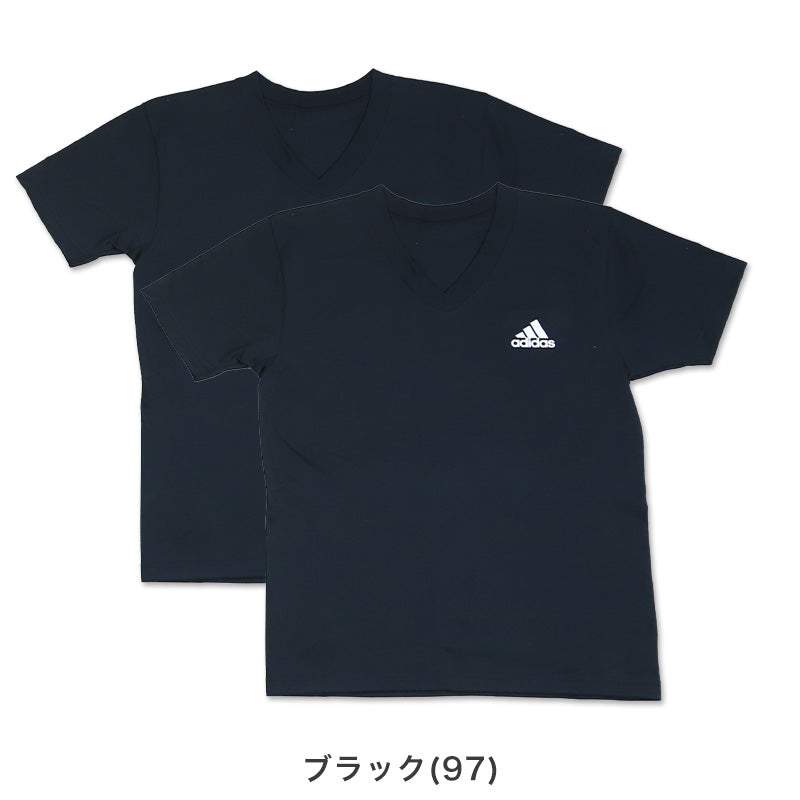 アディダス インナー 半袖 キッズ vネック tシャツ 子供 2枚組 140～170cm 下着 男の子 肌着 シャツ 白 黒 子ども ボーイズ ジュニア adidas (在庫限り)