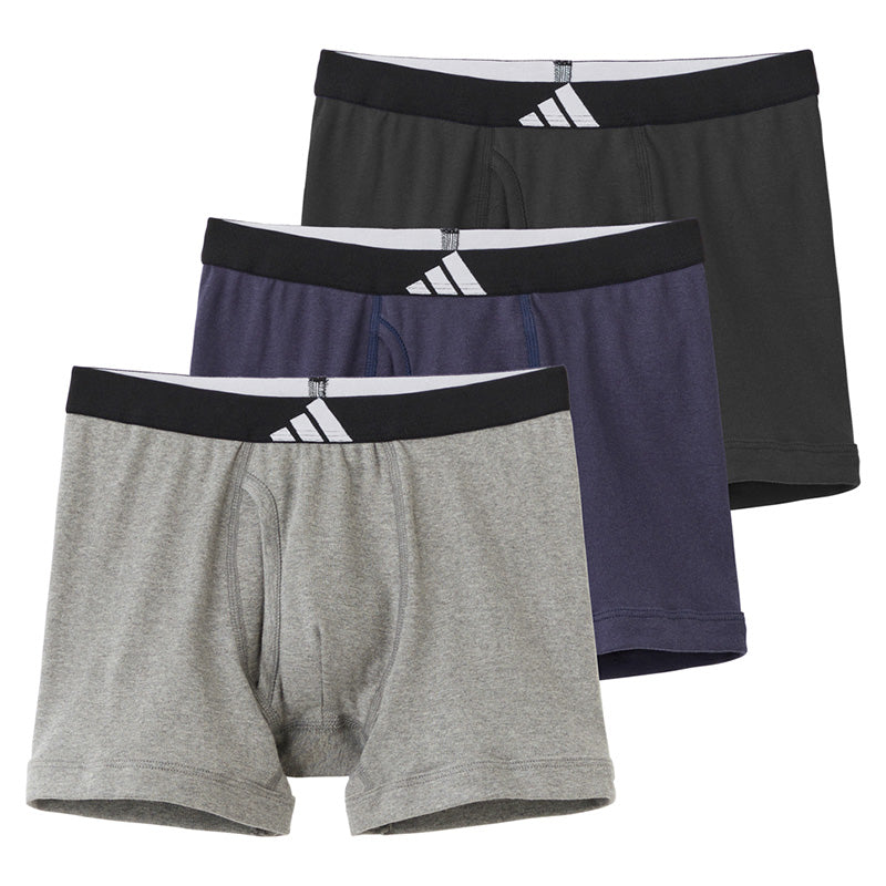 ボクサーパンツ メンズ 3枚セット 前開き 綿100 下着 adidas アディダス グンゼ M L LL 3枚組 ボクサーブリーフ 綿 男性 前あき インナー 普段使い 洗い替え 肌にやさしい 3P コットン 洗い替えにも便利 プレゼント ギフト