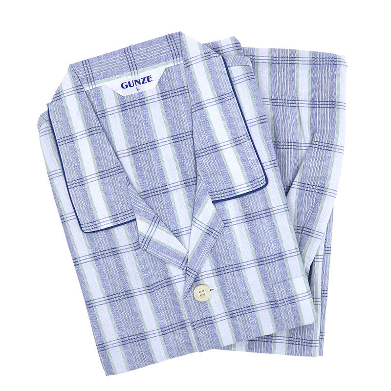 グンゼ パジャマ メンズ 綿100% 長袖長パンツ S M L LL GUNZE 寝巻 寝間着 部屋着 前開き ホームウェア ルームウェア 敬老の日 ギフト 父の日 (送料無料) (在庫限り)
