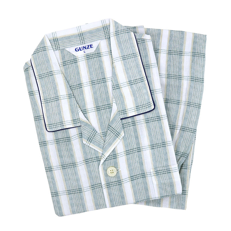 グンゼ パジャマ メンズ 綿100% 長袖長パンツ S M L LL GUNZE 寝巻 寝間着 部屋着 前開き ホームウェア ルームウェア 敬老の日 ギフト 父の日 (送料無料) (在庫限り)