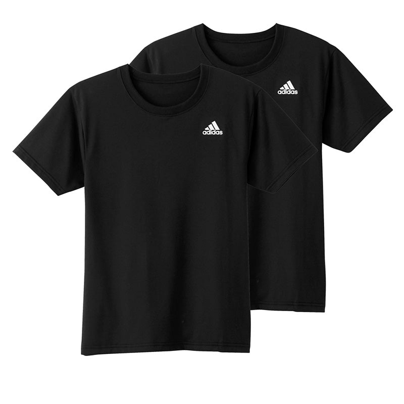 アディダス tシャツ メンズ クルーネック 半袖 インナー 2枚組 M～LL (シャツ 2枚セット 綿混 adidas グンゼ ストレッチ 丸首 速乾 ドライ 白 黒) (在庫限り)