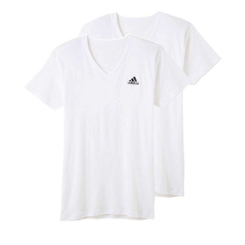 アディダス tシャツ メンズ Vネック 半袖 インナー 2枚組 M～LL (シャツ 2枚セット 綿混 adidas グンゼ ストレッチ v首 速乾 ドライ 白 黒) (在庫限り)