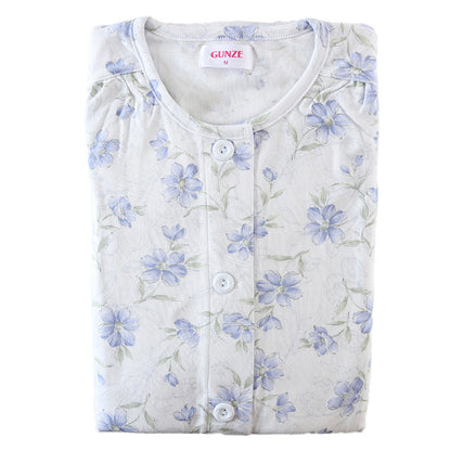 グンゼ パジャマ レディース 長袖 綿100% スムース 日本製 S～LL 春 秋 綿100 伸縮性 女性 花柄 ギフト プレゼント (送料無料) (在庫限り)