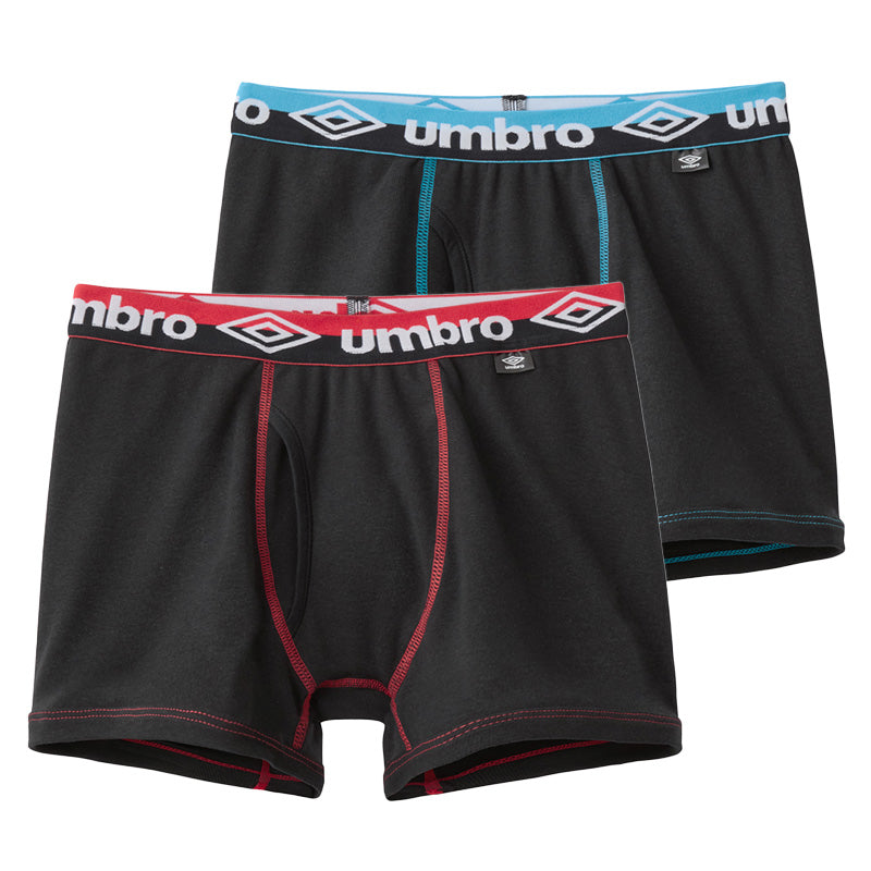 グンゼ umbro 子供 ボクサーブリーフ 2枚 セット 綿100 140～170 アンブロ パンツ 前あき ボクサーブリーフ 下着 インナー 綿 吸汗速乾 ギフト プレゼント ボクサーパンツ 黒 ブラック カラフル 140 150 160 170