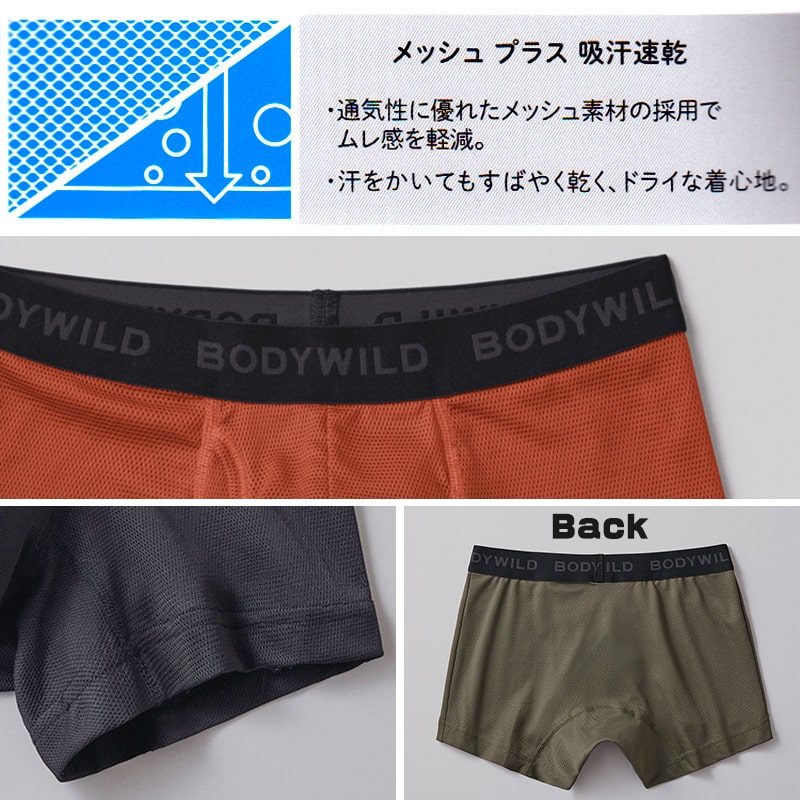 グンゼ ボディワイルド ボクサパンツー メッシュ 前あき M～LL bodywild ボクサーブリーフ 下着 インナー 男性 夏 吸汗速乾 シンプル 通気性 ムレ防止 速乾 ドライ 汗吸収 プレゼント ギフト 父の日