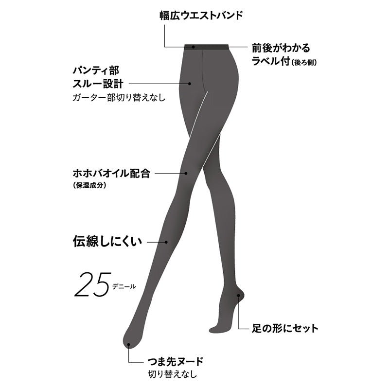 グンゼ サブリナ ストッキング 25デニール 黒 透明感 M-L・L-LL (GUNZE SABRINA ストッキング 丈夫 UV対策 伝線防止 ブラック 黒ストッキング)