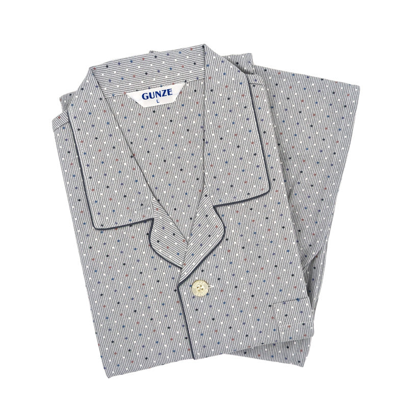 グンゼ パジャマ メンズ 長袖 綿100 S～LL 春夏 薄手 長ズボン 男性 gunze 介護 介護用パジャマ 寝巻 寝間着 部屋着 前開き ホームウェア ルームウェア シニア セットアップ 大きいサイズ チェック 敬老の日 プレゼント ギフト 父の日 (送料無料) (在庫限り)