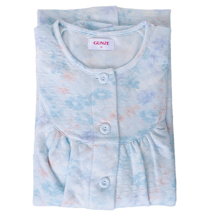 長袖 ネグリジェ レディース 綿混 前開き ルームウェア グンゼ S M L LL 快適 着心地 ゆったり 冬 秋 パジャマ 前あき ルームウェア長袖 寝巻き 部屋着 快眠 ナイトウェア 大きいサイズ対応 敬老の日 ギフト 母の日 (送料無料)