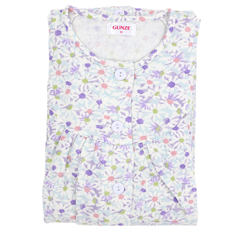 長袖 ネグリジェ レディース 綿混 前開き ルームウェア グンゼ S M L LL 快適 着心地 ゆったり 冬 秋 パジャマ 前あき ルームウェア長袖 寝巻き 部屋着 快眠 ナイトウェア 大きいサイズ対応 敬老の日 ギフト 母の日 (送料無料)