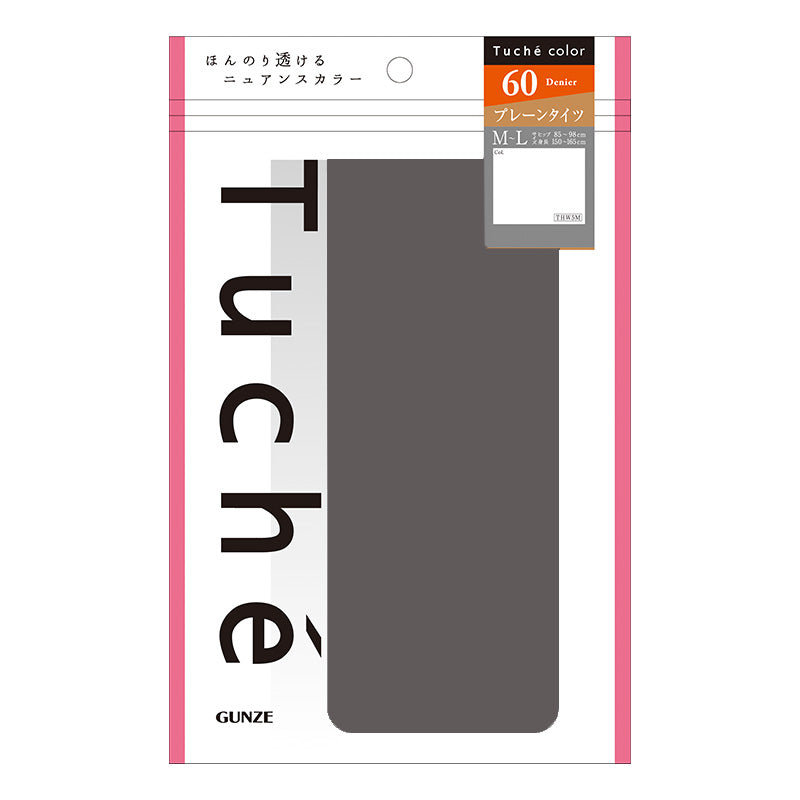 トゥシェ タイツ 60デニール レディース カラータイツ 無地 グンゼ M-L L-LL 黒 脚長 美脚 脚見せ きれいめ コーデ おしゃれ リブなし 防臭 静電気防止 寒さ対策 快適 流行色 トレンドカラー (在庫限り)