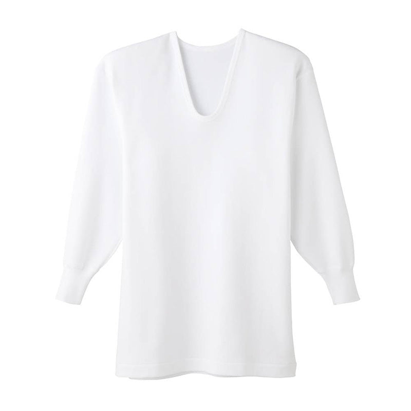 快適工房 紳士 綿100 長袖 シャツ U首 メンズ グンゼ コットンバルキー M L LL インナー 綿100％ あったか 保温 肌着 下着 アンダーウェア 脇縫いなし 長袖シャツ ホワイト ネービーブルー ライトベージュ 冬用 防寒 シンプル ベーシック 快適 日本製 (在庫限り)
