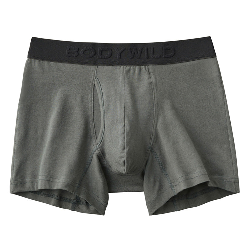 グンゼ ボディワイルド ボクサーパンツ 前開き メンズ 綿 M～LL 綿混 ストレッチ ボクサーブリーフ インナー 下着 男性 ロゴ 前あき 赤 黒 紺 白 灰 GUNZE BODYWILD