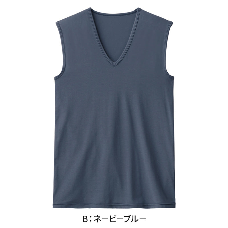 アセドロン スリーブレス メンズ インナー シャツ vネック グンゼ M L LL ノースリーブ 下着 肌着 夏 タンクトップ ランニング 吸汗速乾 消臭 v首 男性 紳士 GUNZE gunze tシャツ プレゼント ギフト 父の日