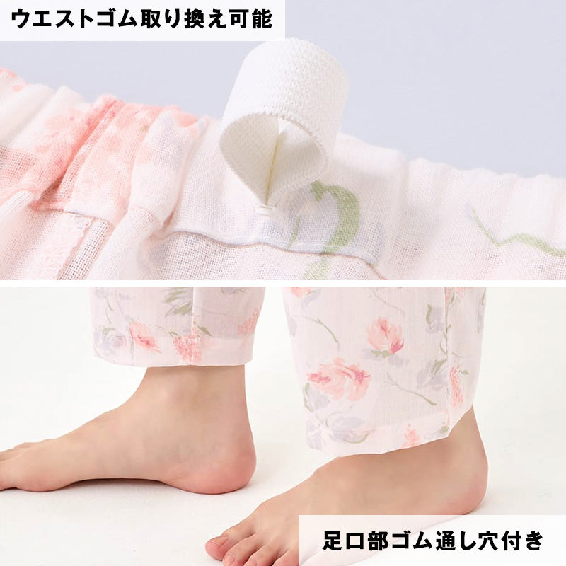 グンゼ パジャマ レディース 半袖 綿100 クールマジック 夏用 春 S M L LL 3L 大きいサイズ 薄手 涼しい GUNZE 長ズボン 吸汗速乾 花柄 プレゼント ギフト 母の日 敬老の日 (送料無料)