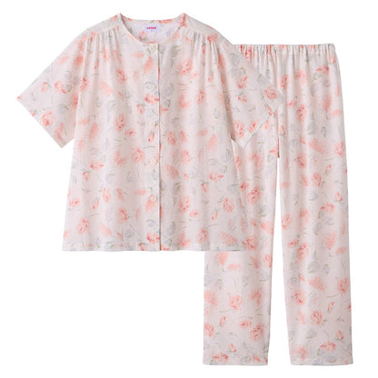 グンゼ パジャマ レディース 半袖 綿100 クールマジック 夏用 春 S M L LL 3L 大きいサイズ 薄手 涼しい GUNZE 長ズボン 吸汗速乾 花柄 プレゼント ギフト 母の日 敬老の日 (送料無料)
