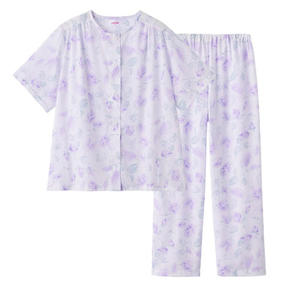 グンゼ パジャマ レディース 半袖 綿100 クールマジック 夏用 春 S M L LL 3L 大きいサイズ 薄手 涼しい GUNZE 長ズボン 吸汗速乾 花柄 プレゼント ギフト 母の日 敬老の日 (送料無料) (在庫限り)