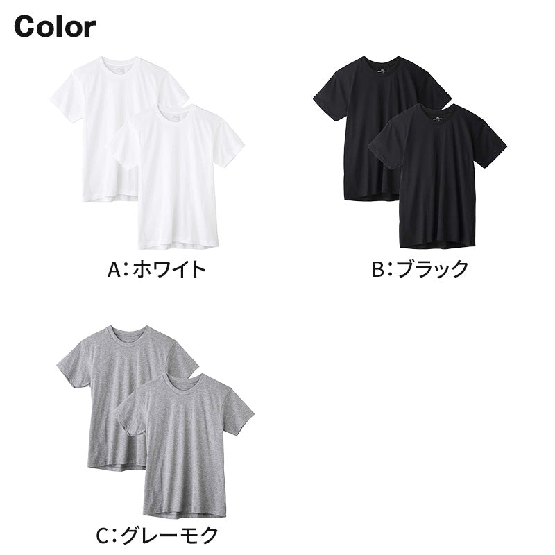 グンゼ クルーネック tシャツ ボディワイルド 綿100 2枚組 M L LL 丸首 肌着 下着 無地 インナー 2枚セット gunze bodywild 白 黒 灰 プレゼント ギフト