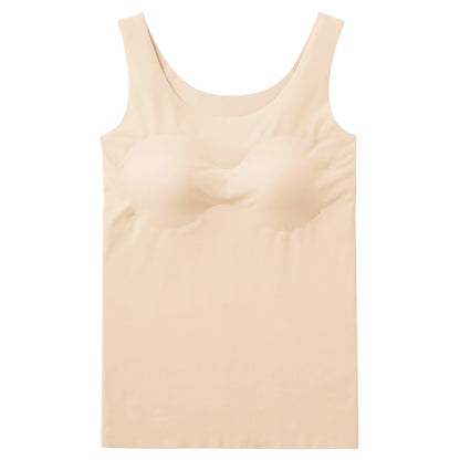 Tuche パッド付 タンクトップ ブラトップ カップ付 M L LL GUNZE グンゼ トゥシェ シームレス 完全無縫製 カットオフ
