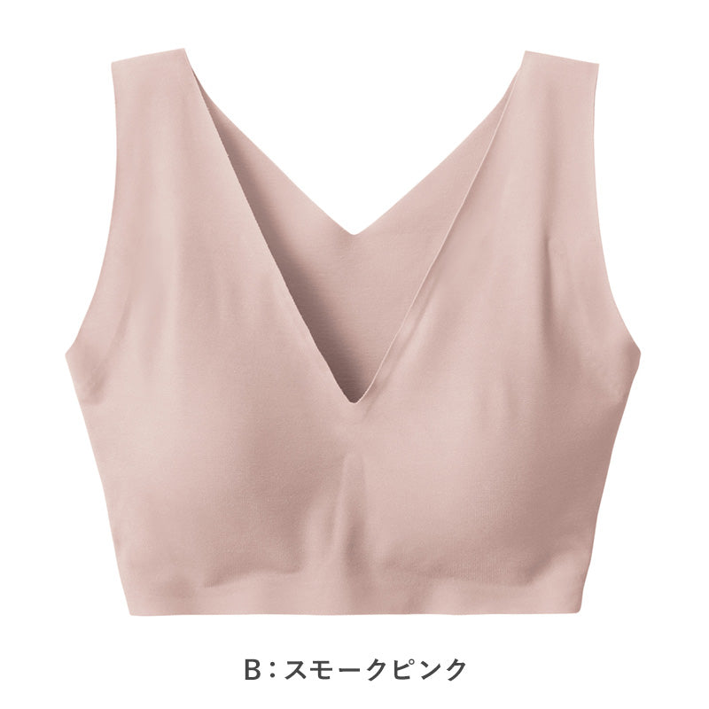 ブラジャー ブラ ハーフトップ ノンワイヤー キレイラボ M L LL グンゼ 縫い目なし オーガニックコットン 綿 カットオフ 楽 らく 美しい きれい レディース ストレスフリー グレー ピンク ベージュ