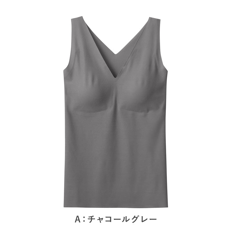 ブラトップ タンクトップ パッド入り ブラタンク キレイラボ M L LL グンゼ 縫い目なし オーガニックコットン 綿 カットオフ 楽 らく 美しい きれい レディース ストレスフリー グレー ピンク ベージュ