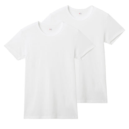 グンゼ YG tシャツ メンズ 半袖 クルーネック 鹿の子 抗菌 防臭 2枚組 M L LL 吸汗速乾 丸首 GUNZE インナーシャツ 男性 紳士 下着 肌着 インナー ニオイ対策 夏 スーツ下 ビジネス ビジネスインナー オールシーズン